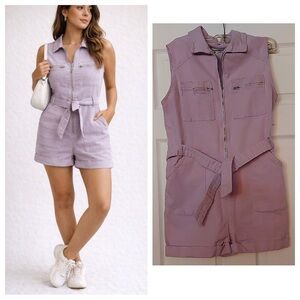 Lavender Denim Romper Size M Y2K Utility Soft Street